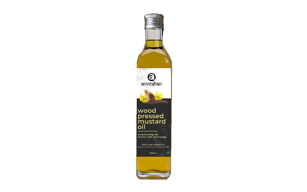 Anveshan Wood Pressed Mustard Oil    Plastic Bottle  500 millilitre